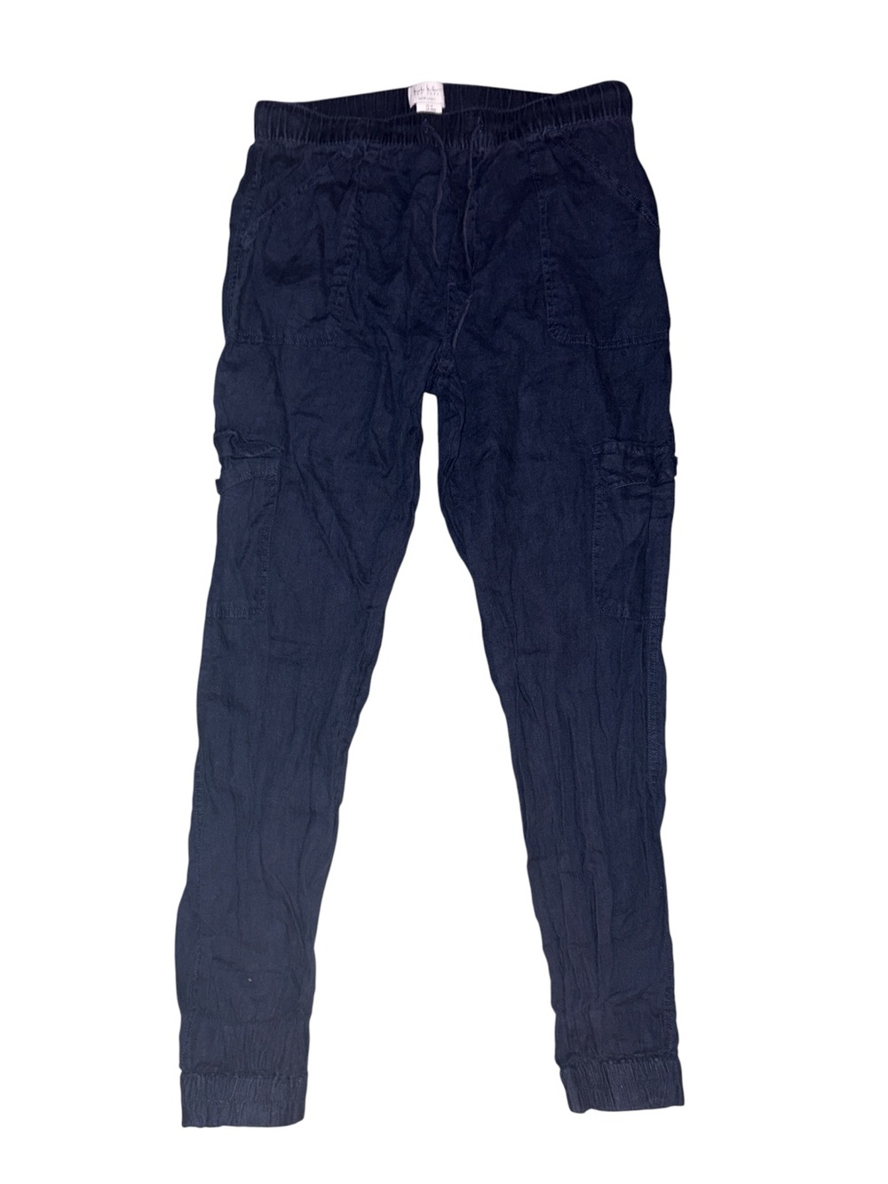 Women's Navy Cargo Jogger Pants - Elastic Waist & Tapered Leg